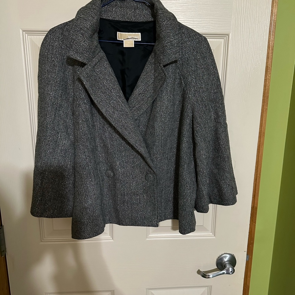 Micheal Korres Gray Wool Cape Coat
